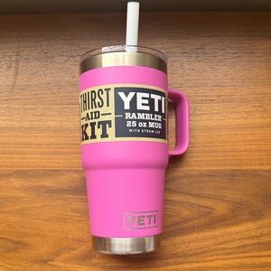 YETI Rambler 25 oz Mug with Straw Lid - Bold Pink